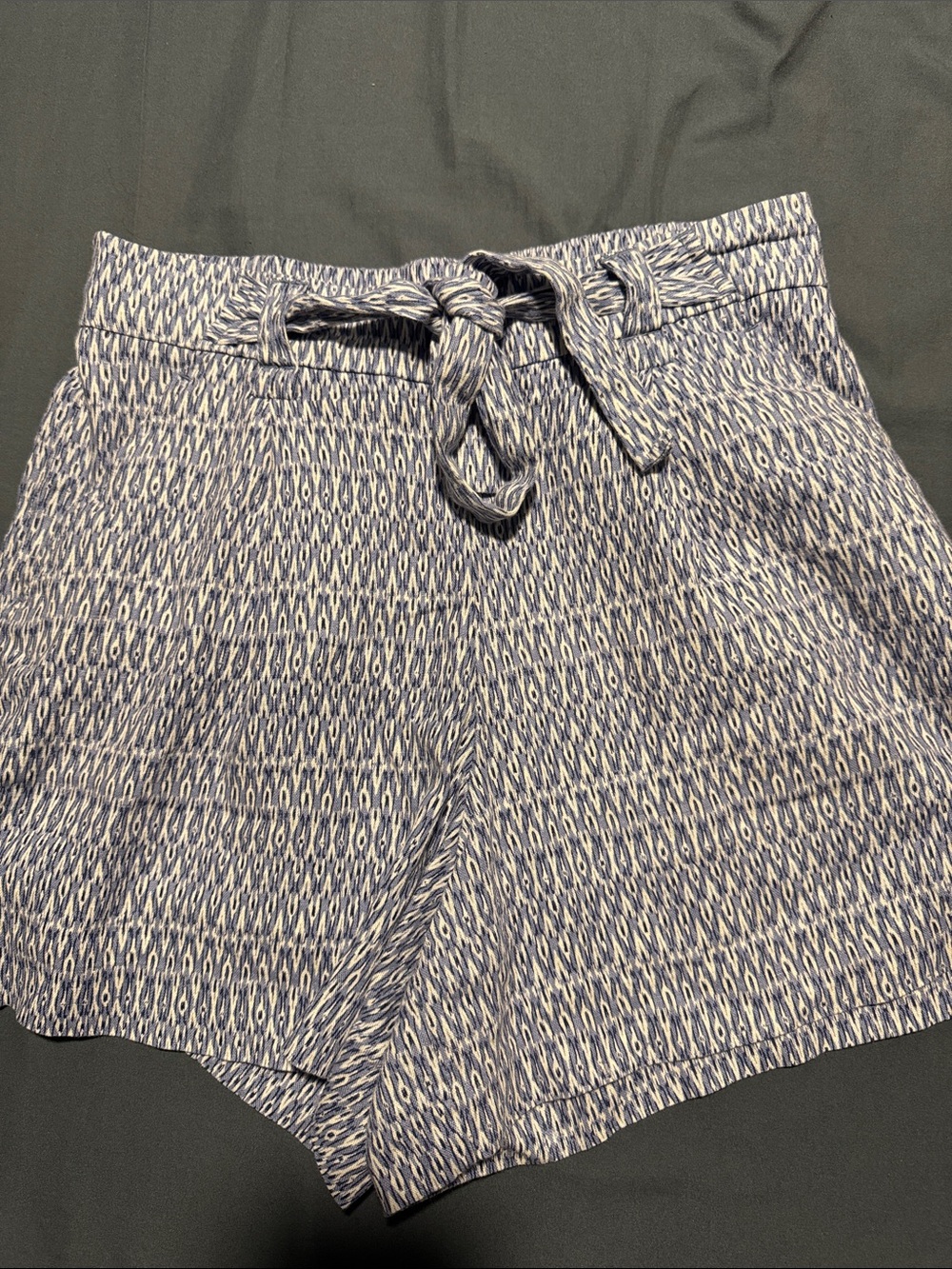 C&C California Navy and White Printed High-Waist Tie Shorts